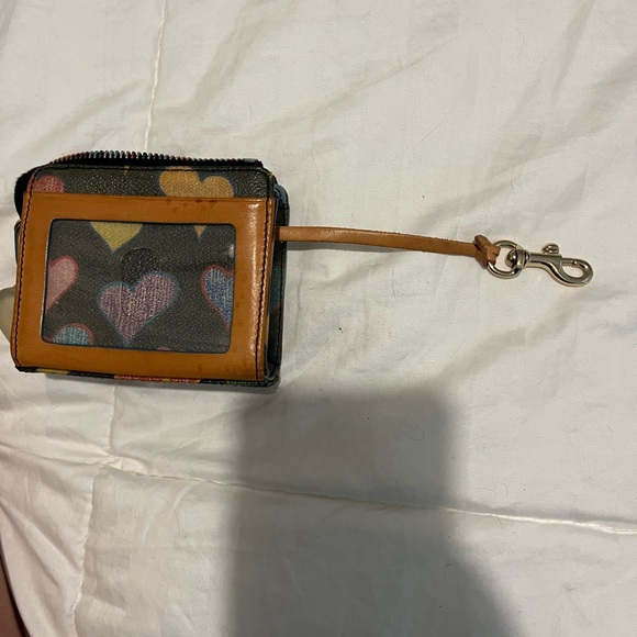 Dooney & Burke Vintage Crayon Style Heart Wallet with Multi Color Zipper - Picture 8 of 15